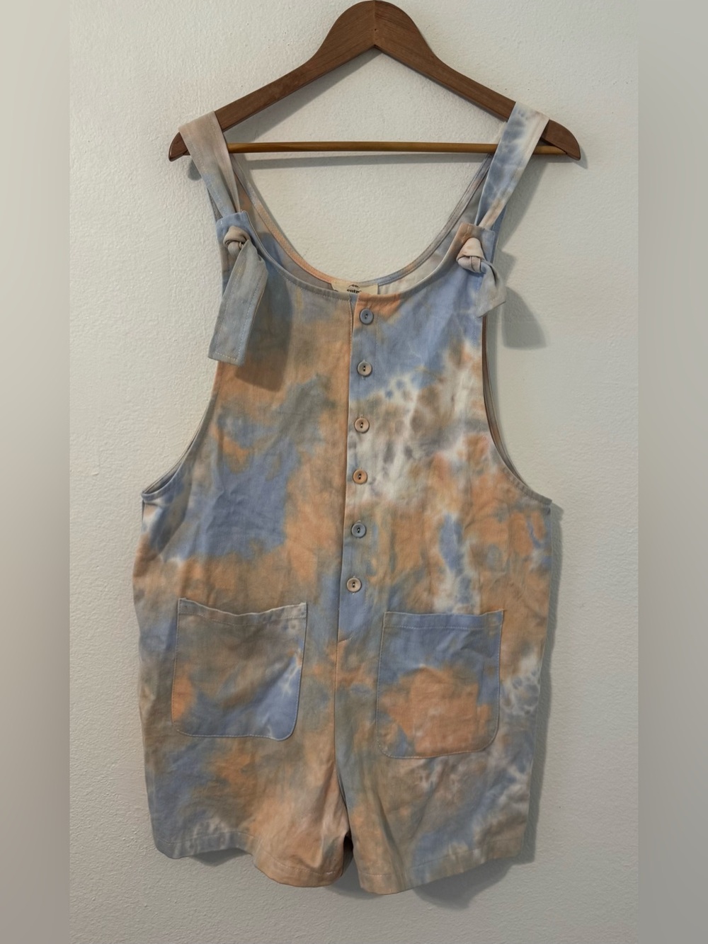 Entro Tie Dye Shorts Romper Pockets Cotton Artsy Boho Hippie Summer NWT L *Read